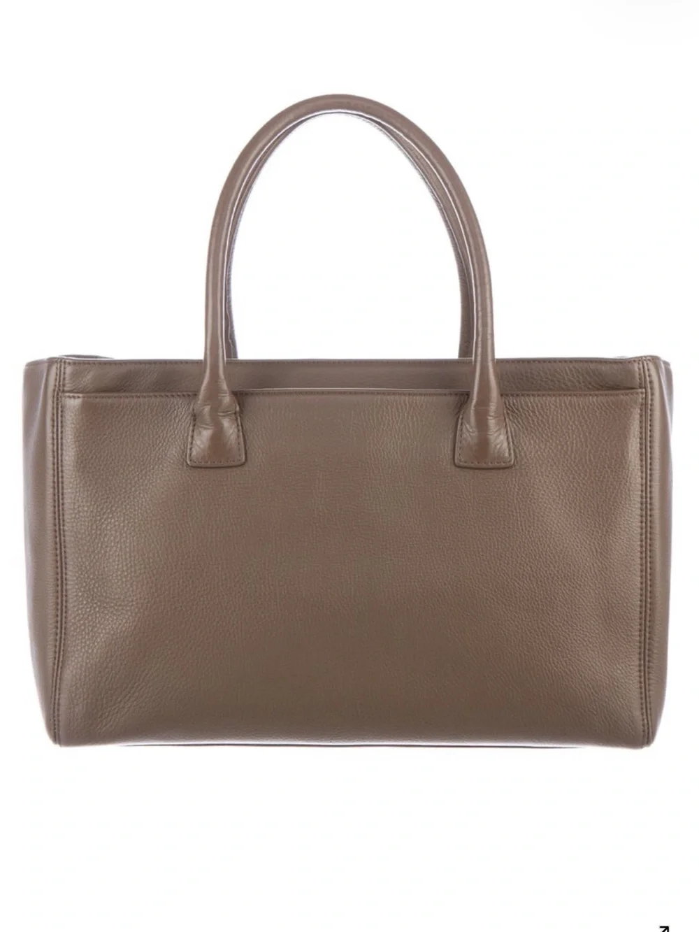 CHANEL Taupe Brown Pebbled Leather Medium Executive Tote